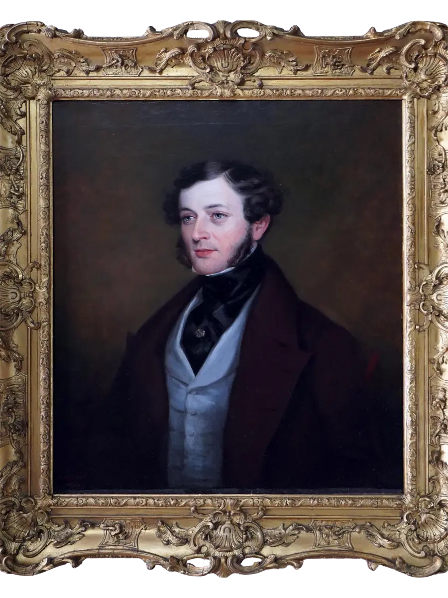 After restoration: the same 18th century portrait fully cleaned, retouched and conserved